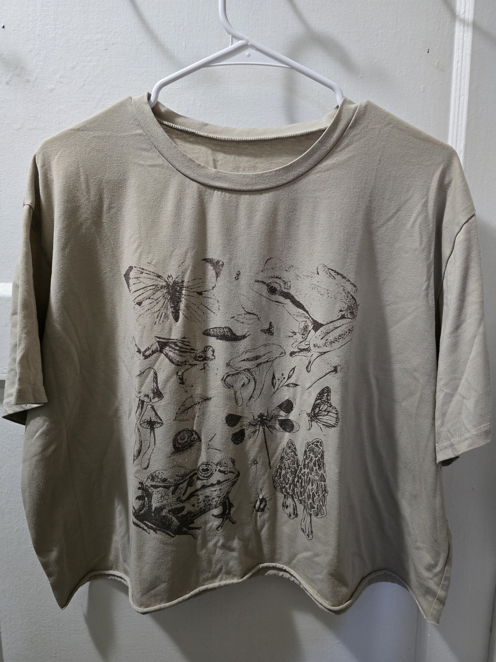 Natural Illustration Graphic Tee - Beige with Brown Print